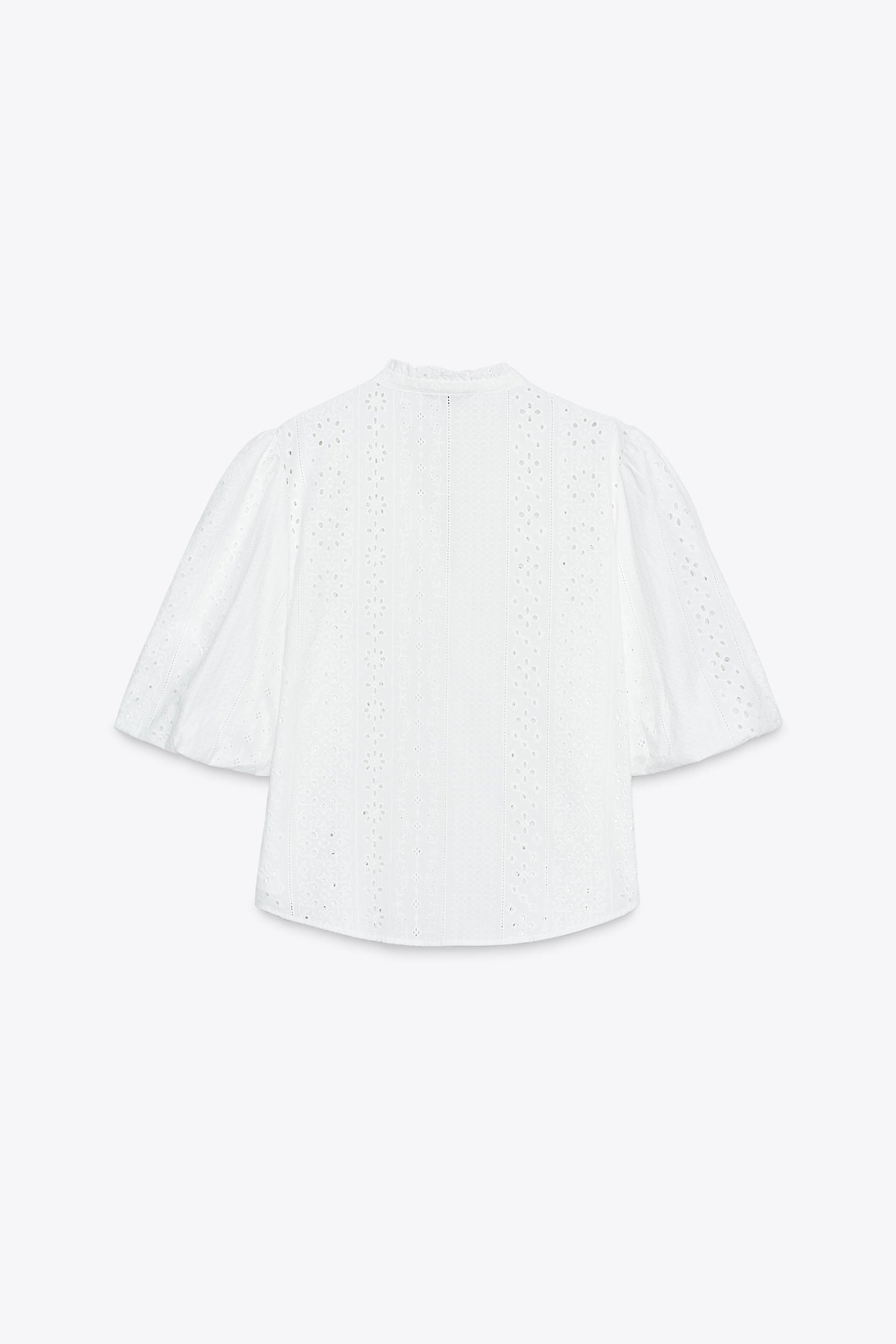 Embroidered Puff Sleeve Shirt