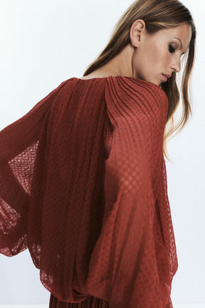 Pleated Tassel Blouse