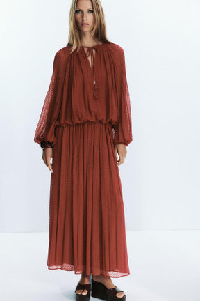 Pleated Tassel Blouse