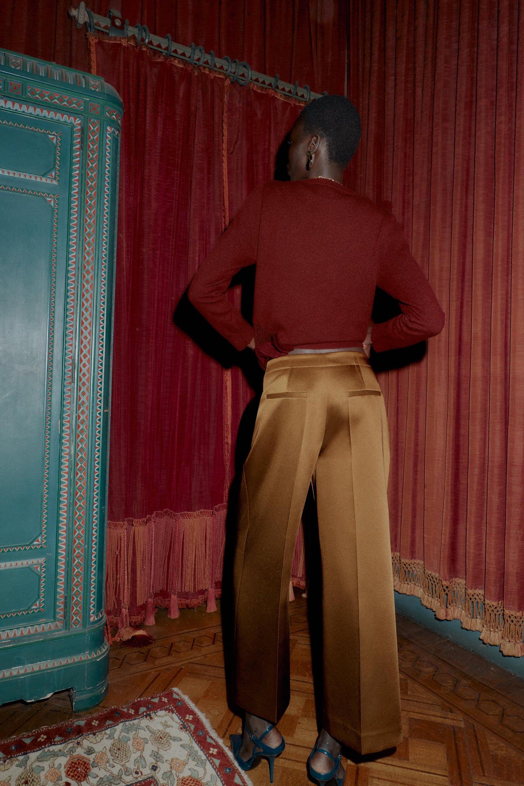 Satin Wide-Leg Trousers