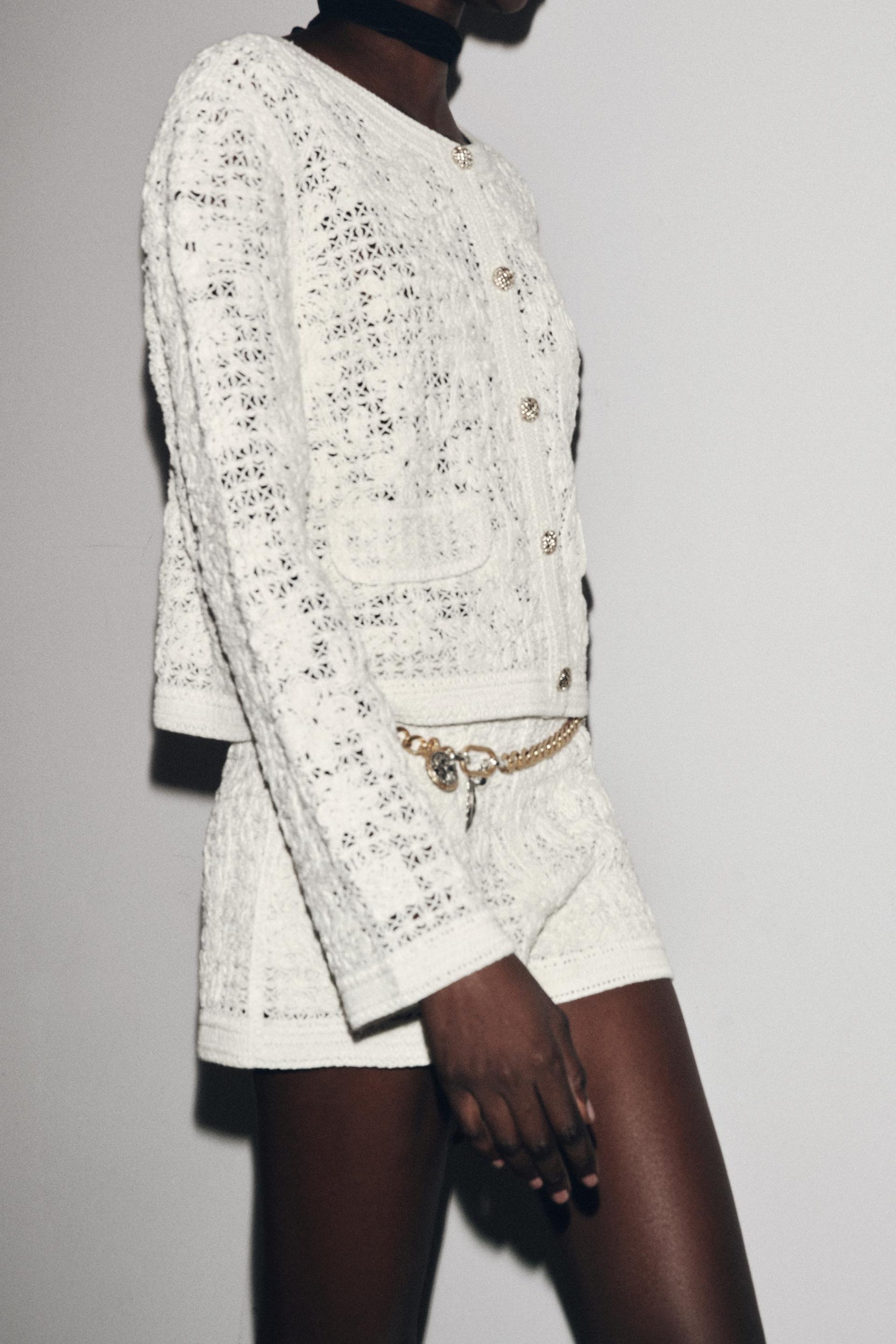 CROCHET BUTTON-UP CARDIGAN