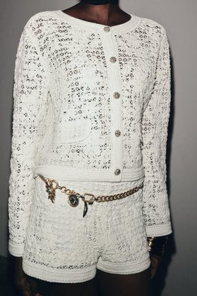 CROCHET BUTTON-UP CARDIGAN