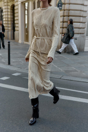 Jacquard Jumper with Belt