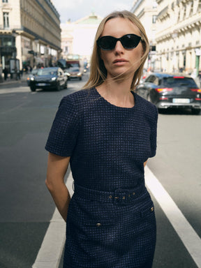 Structured dress with belt