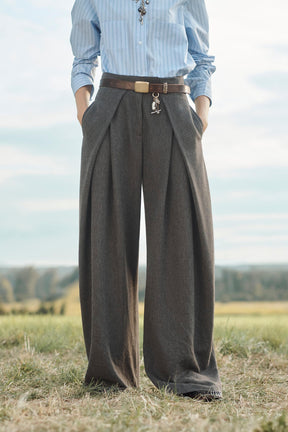 Wool Pleated Volume Trousers