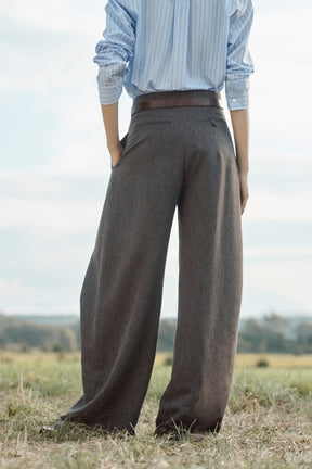 Wool Pleated Volume Trousers