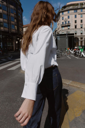 Beaded Poplin Balloon Shirt