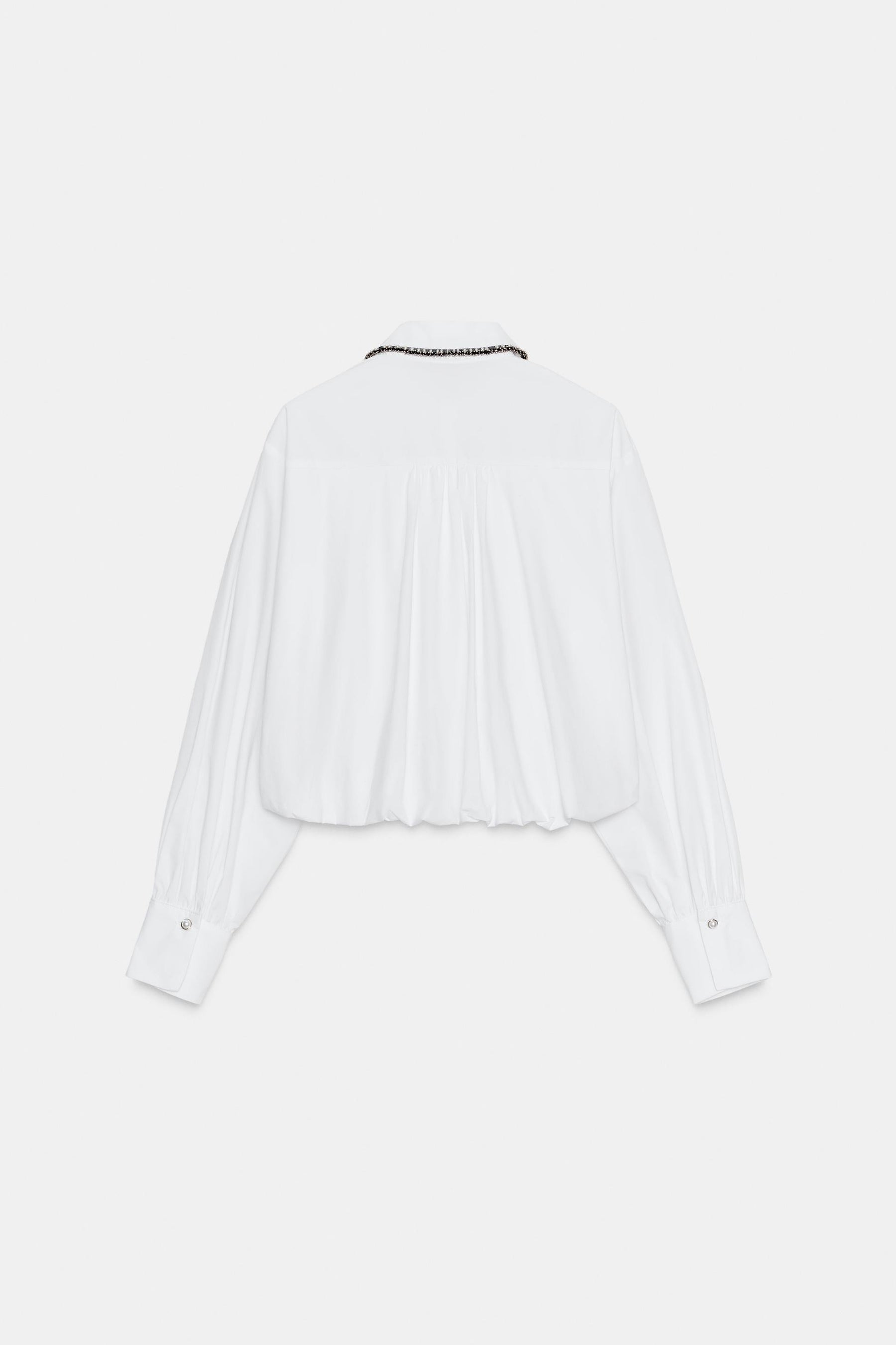 Beaded Poplin Balloon Shirt