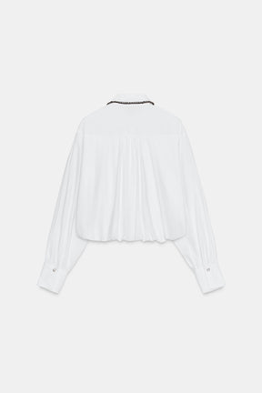 Beaded Poplin Balloon Shirt