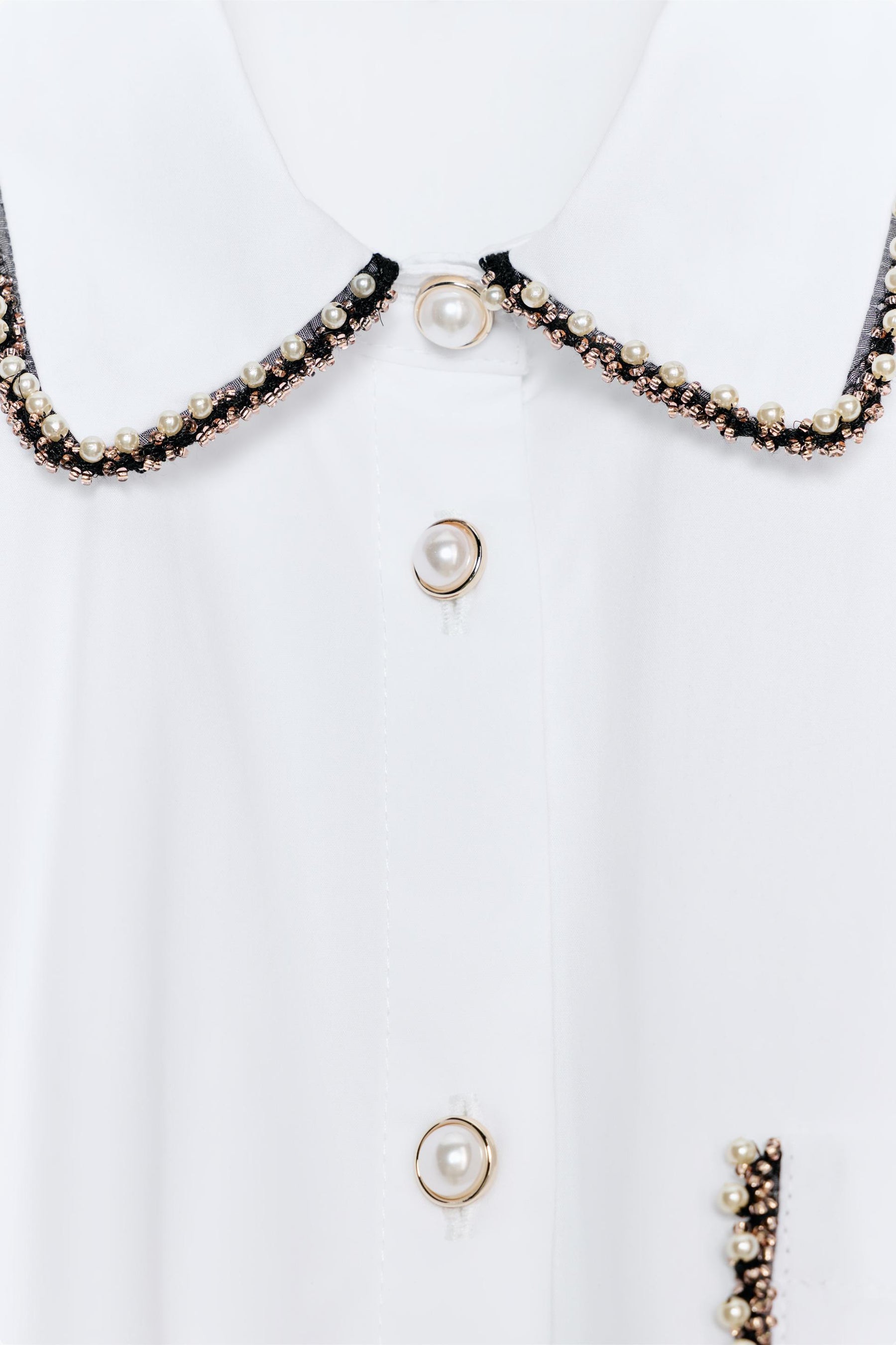 Beaded Poplin Balloon Shirt