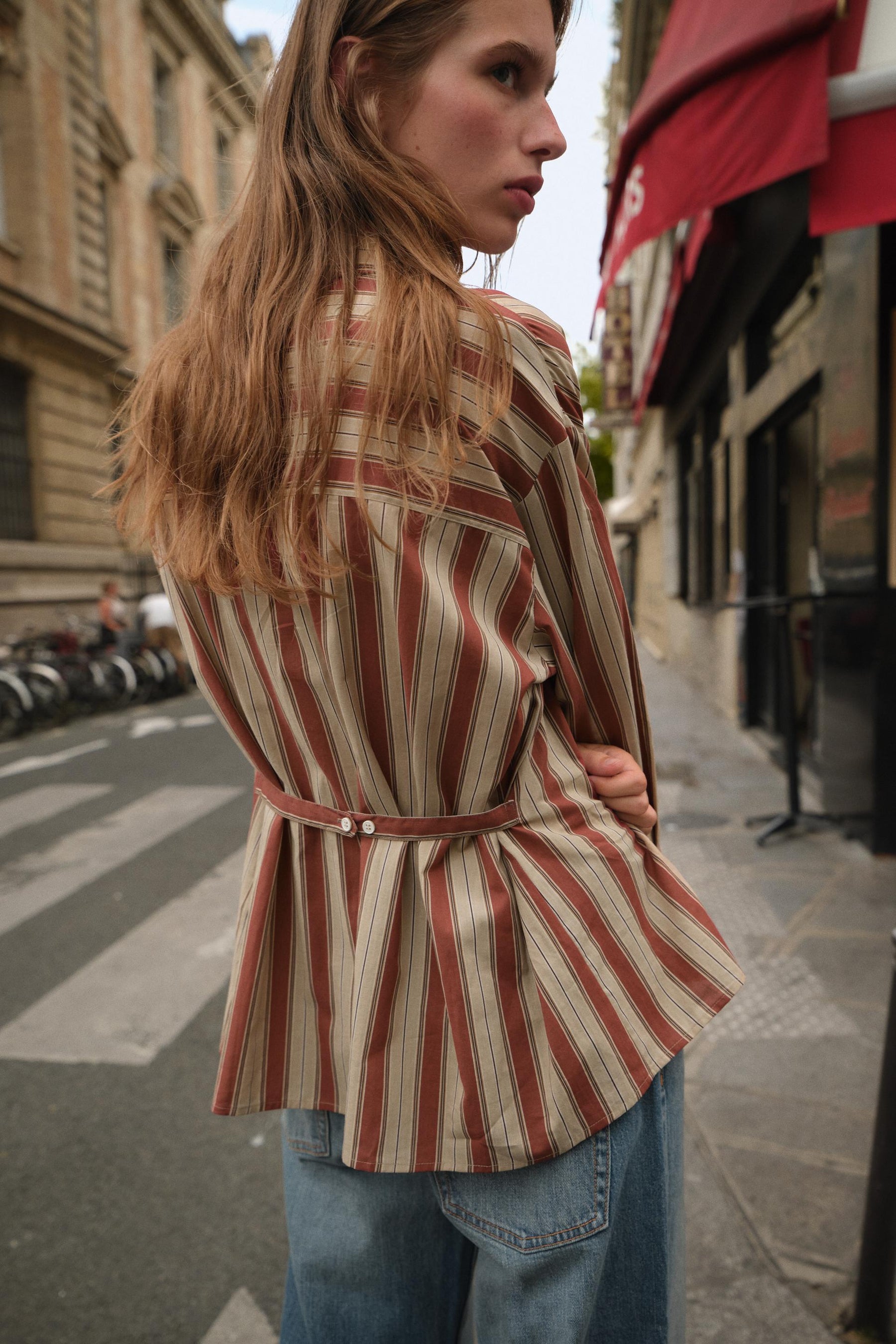 STRIPED SHIRT WITH TAB