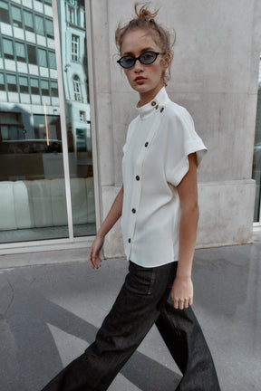 Contrast Button Shirt