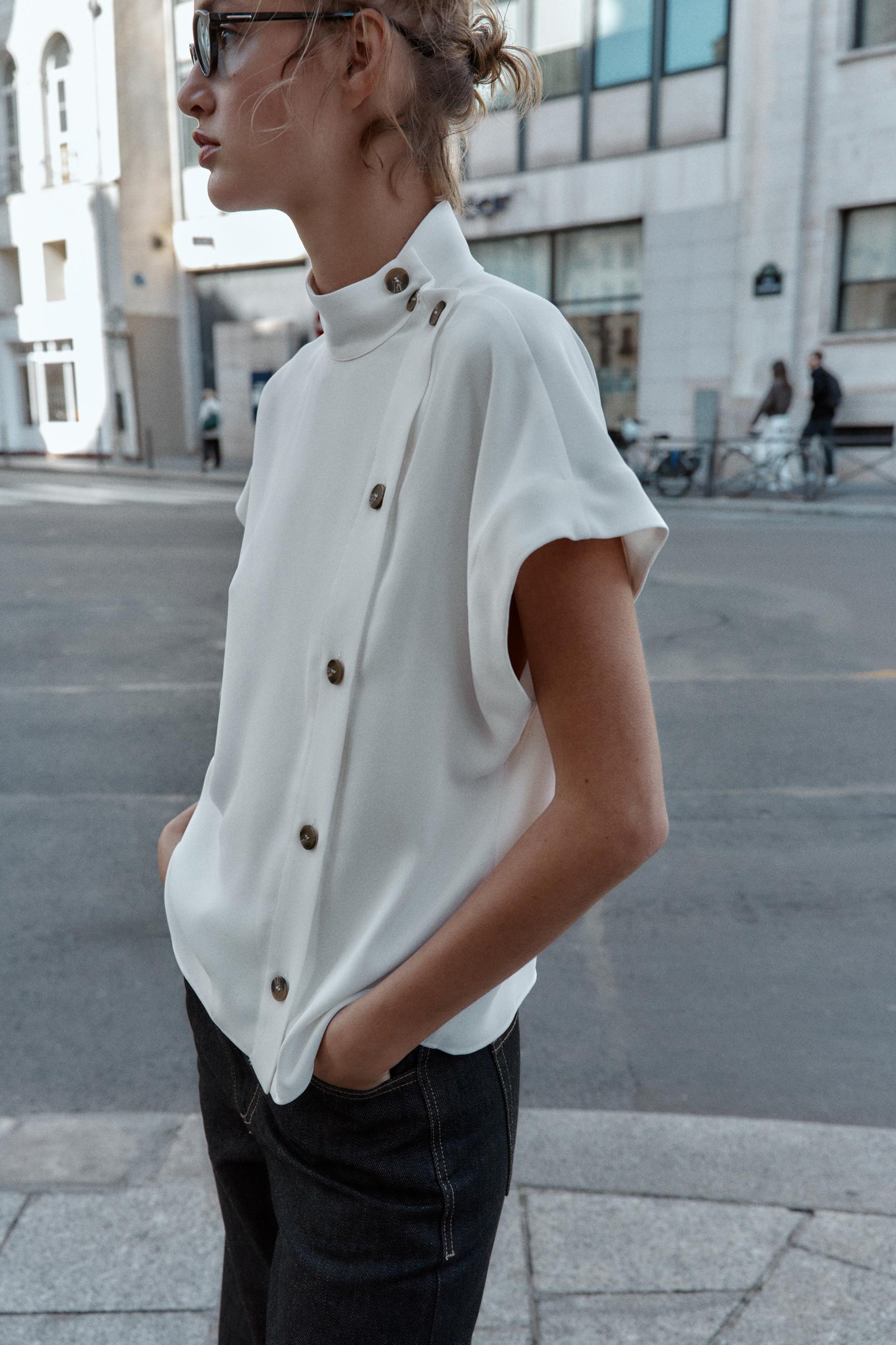 Contrast Button Shirt