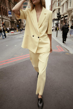 Textured Straight-Leg Trousers