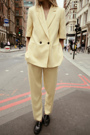 Textured Straight-Leg Trousers