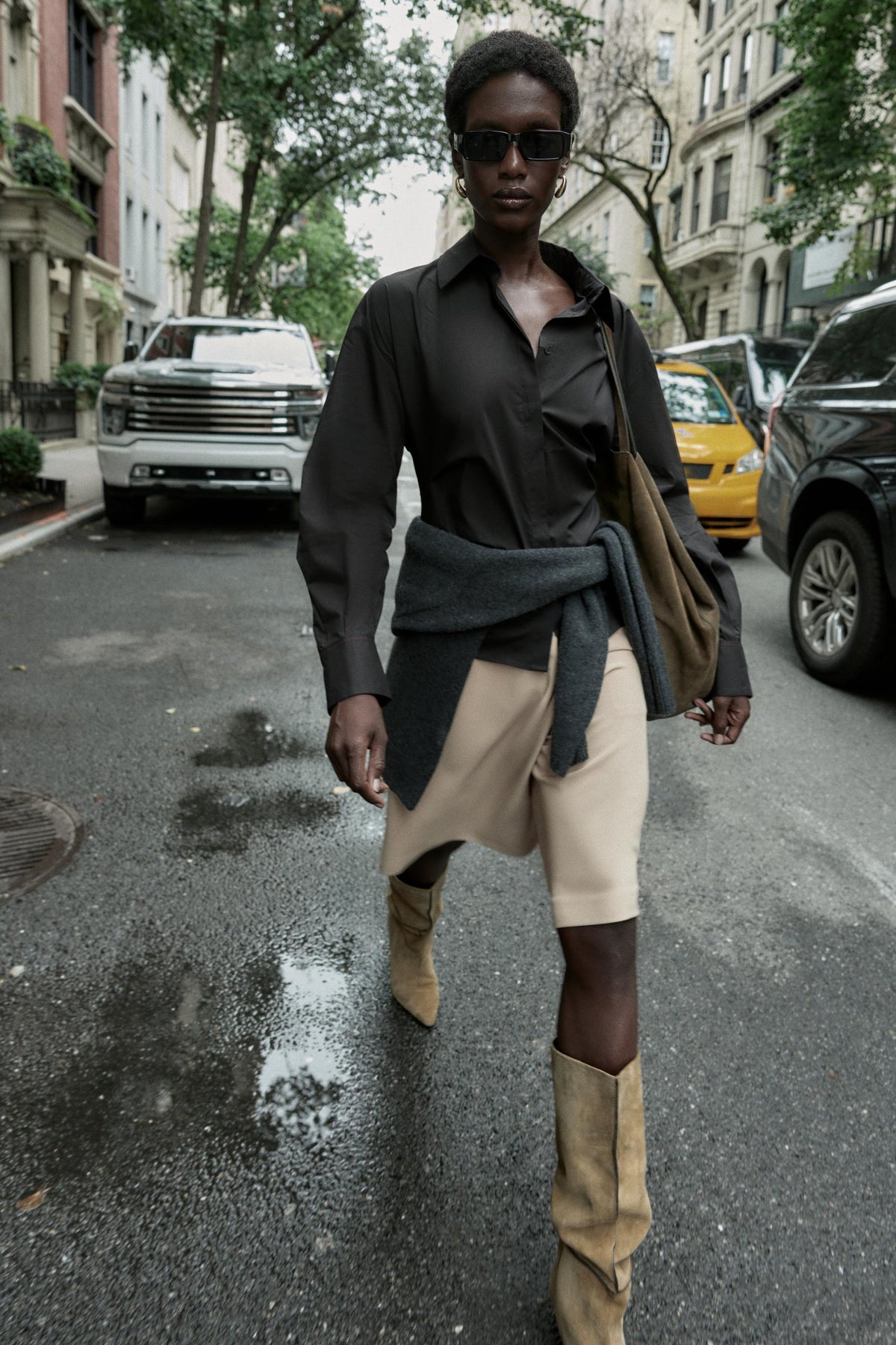 Pleated Poplin Shirt