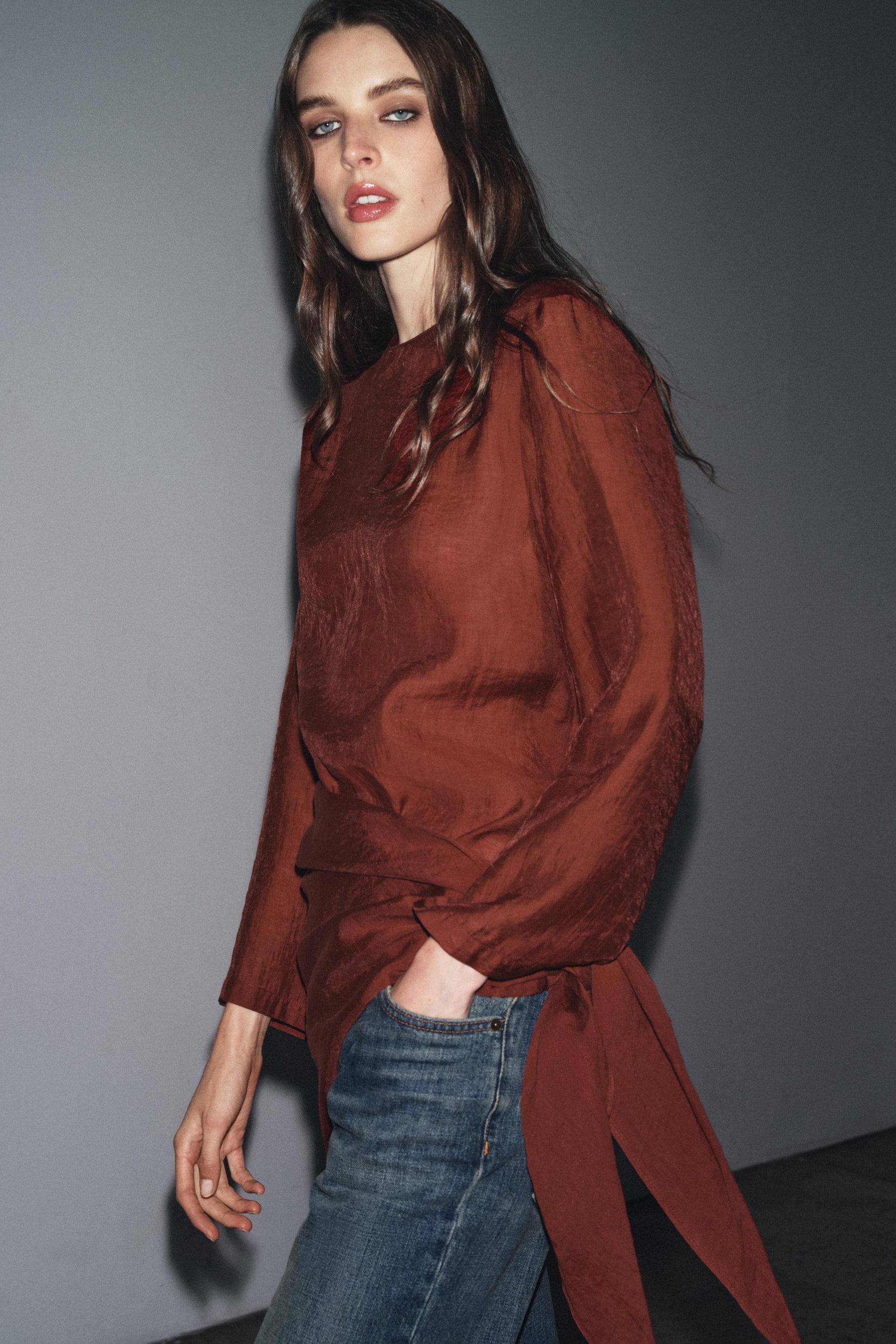 Flowing Blouse with Scarf