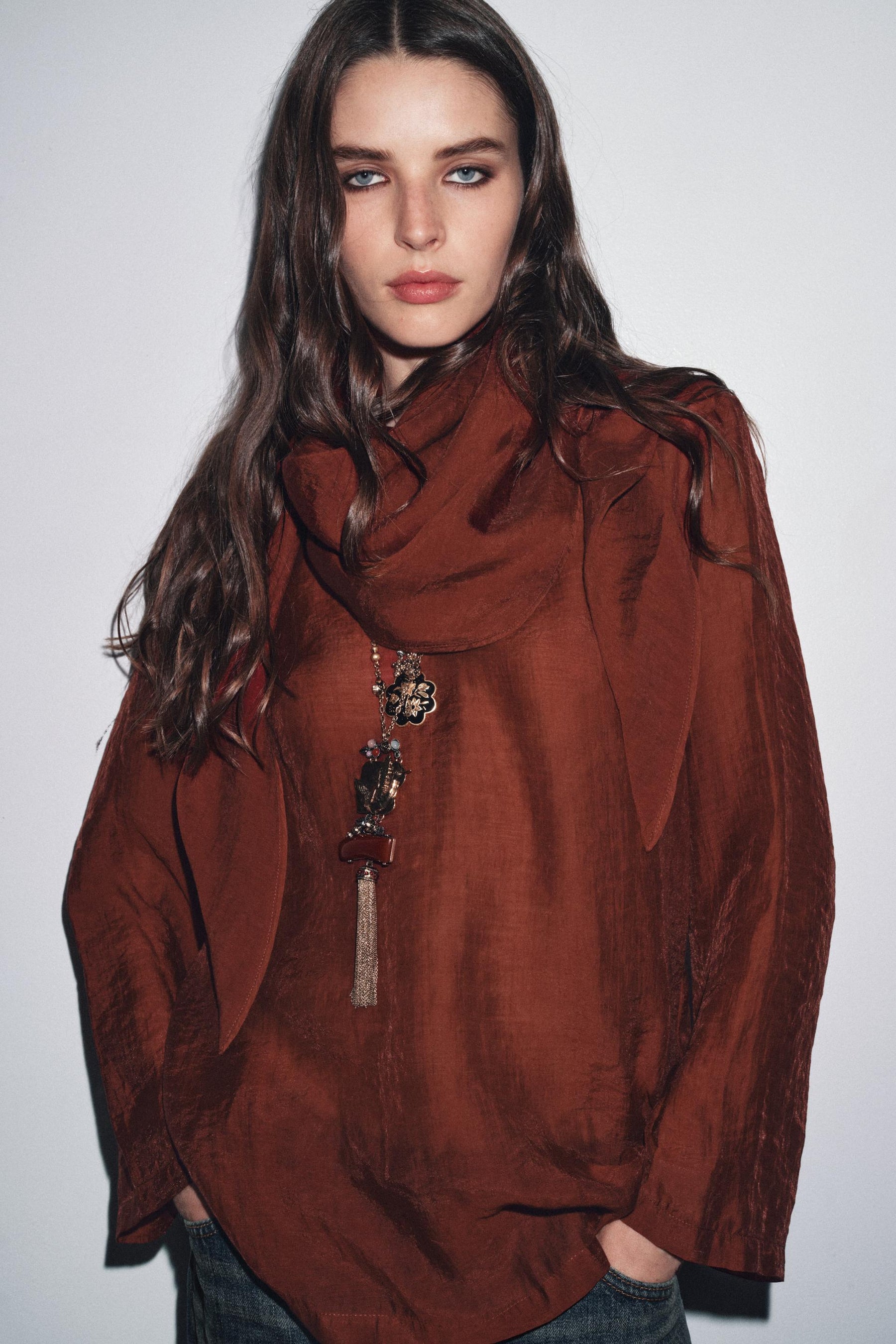 Flowing Blouse with Scarf