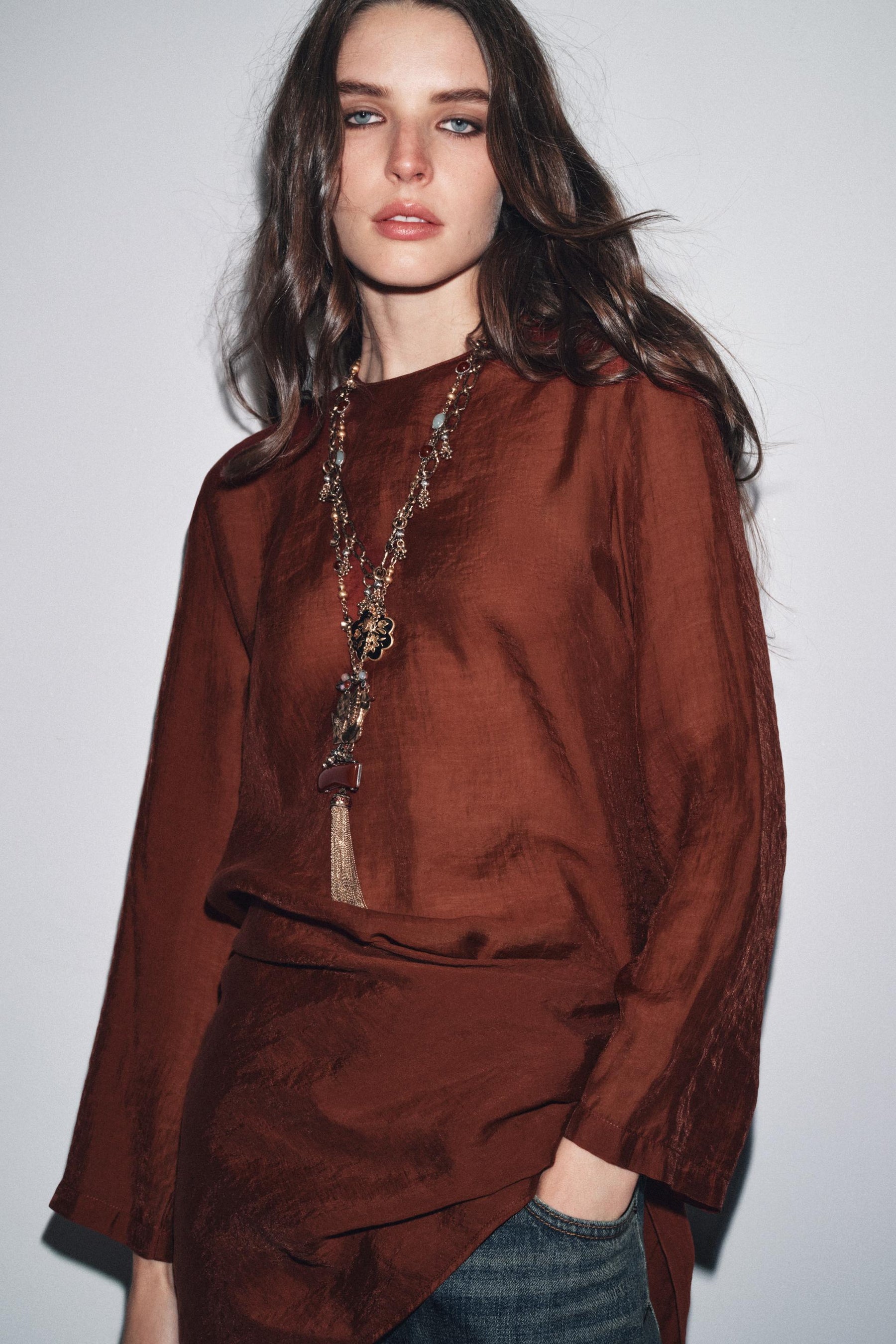 Flowing Blouse with Scarf