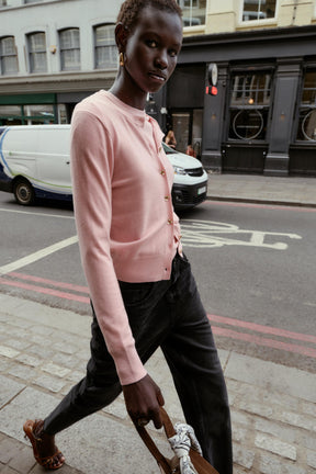 Floral-Buttoned Cardigan