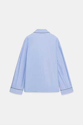 Contrast Piping Wrap Shirt