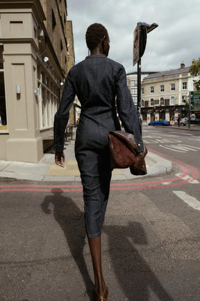 FITTED DENIM MIDI DRESS - Image 3