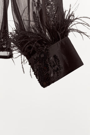 SEQUIN FEATHER BLOUSE