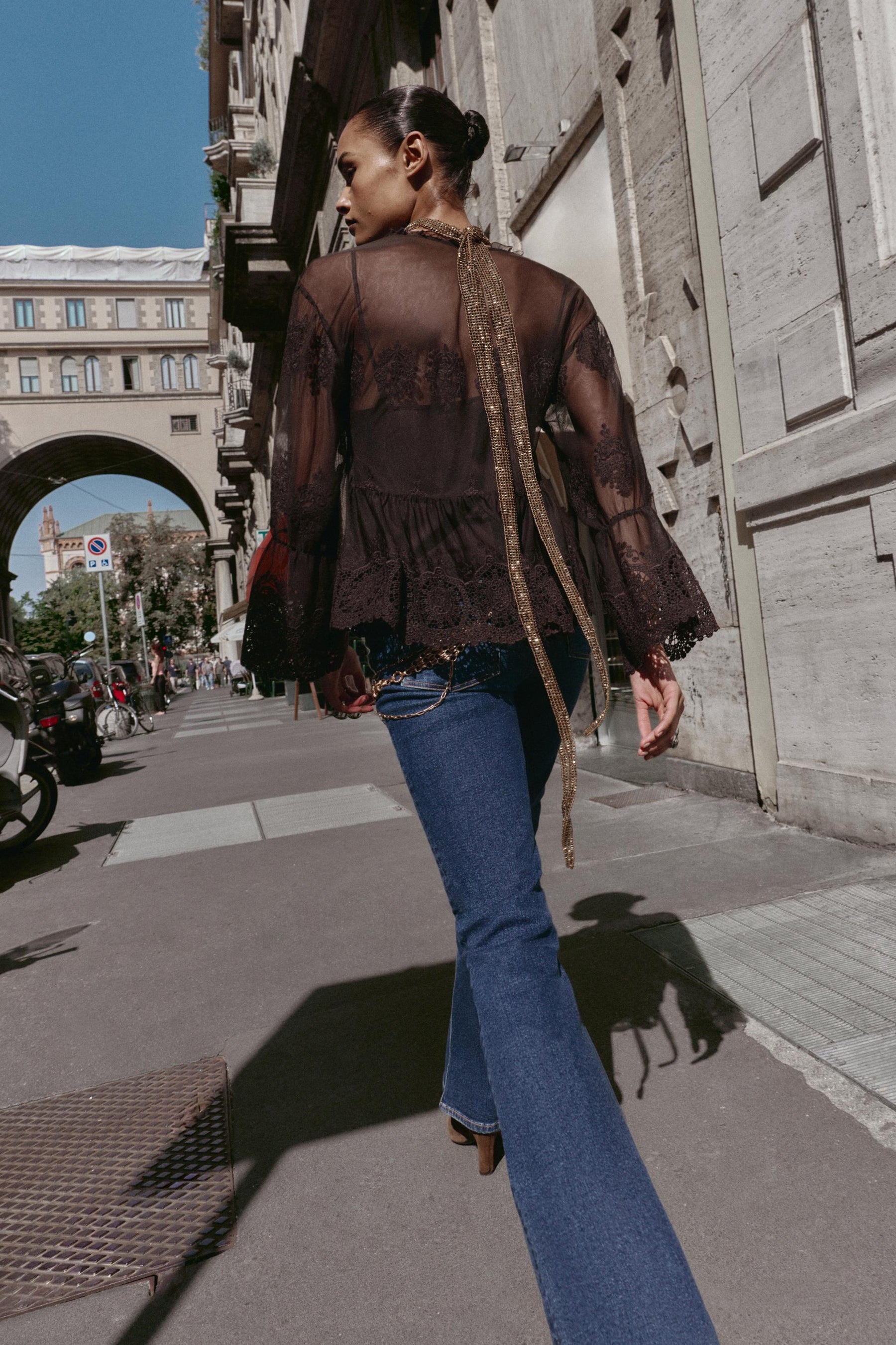 EMBROIDERED TULLE BLOUSE