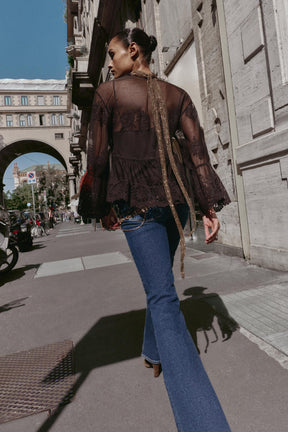 EMBROIDERED TULLE BLOUSE