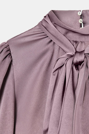 Satin Bow-Accent Shirt