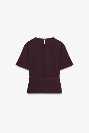 Belted Short Sleeve Top