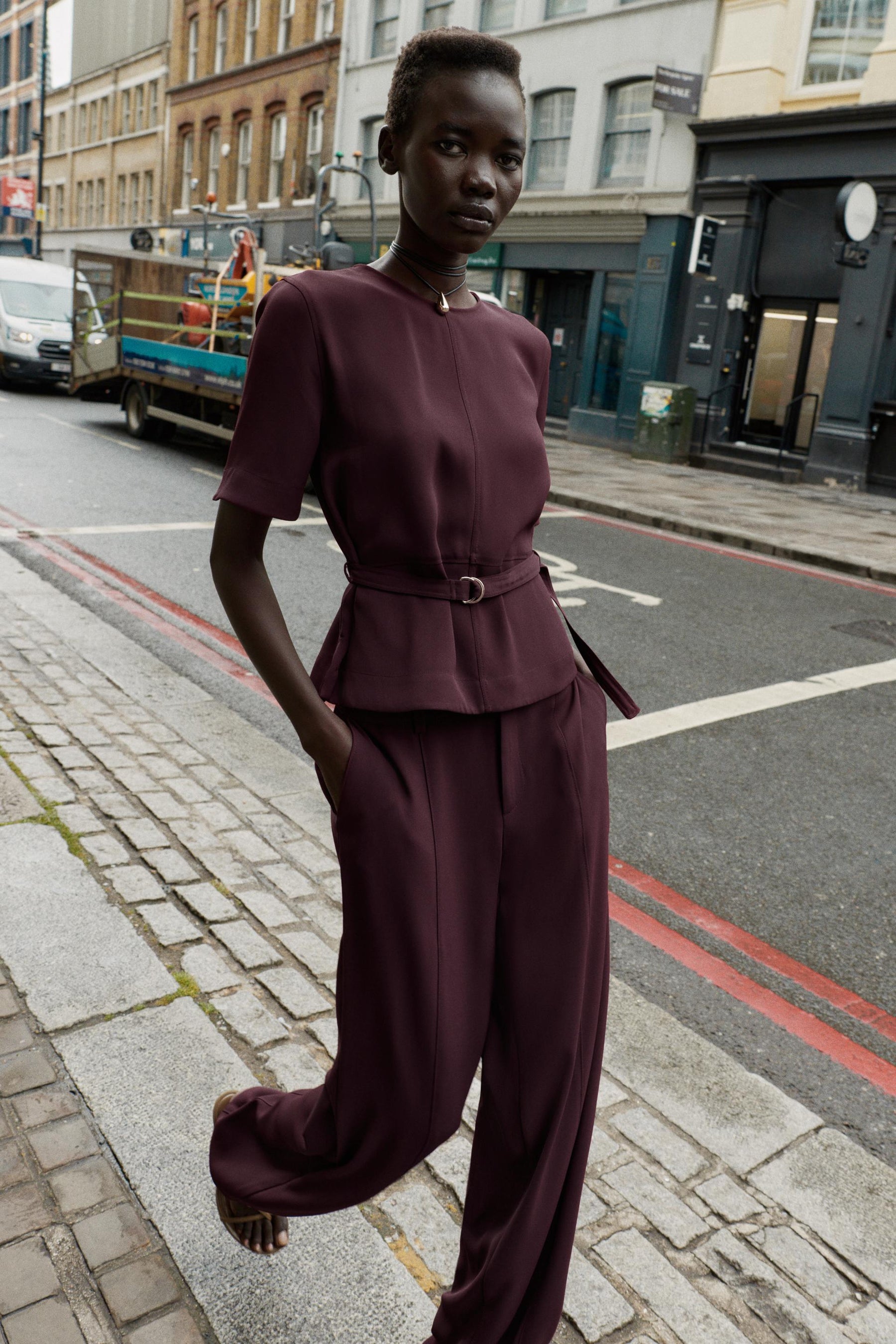 Belted Short Sleeve Top