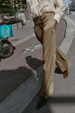 Wide-Leg Trousers with Buttons
