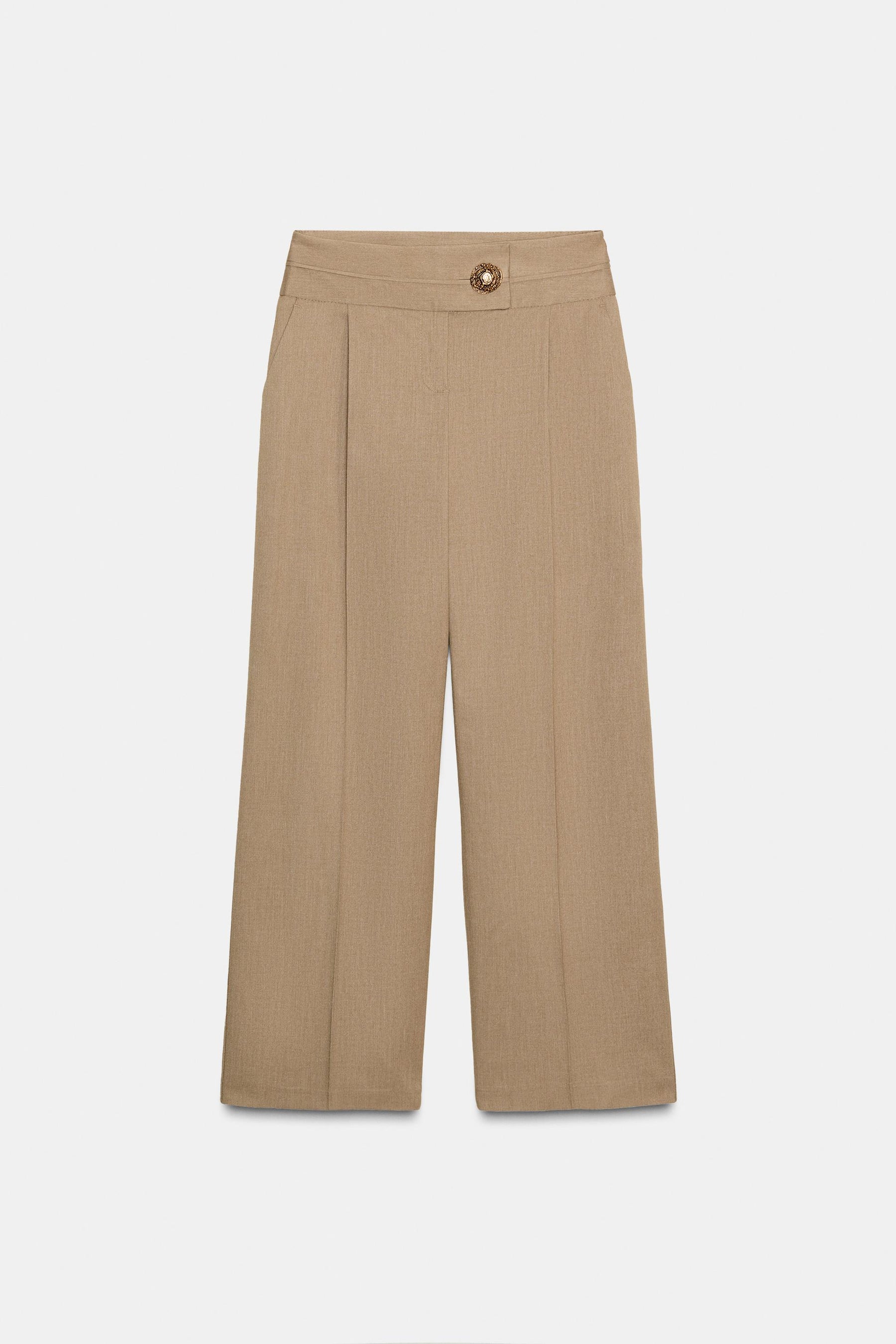 Wide-Leg Trousers with Buttons