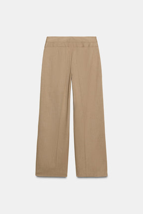 Wide-Leg Trousers with Buttons