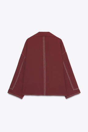 Shirt with Contrast Topstitching