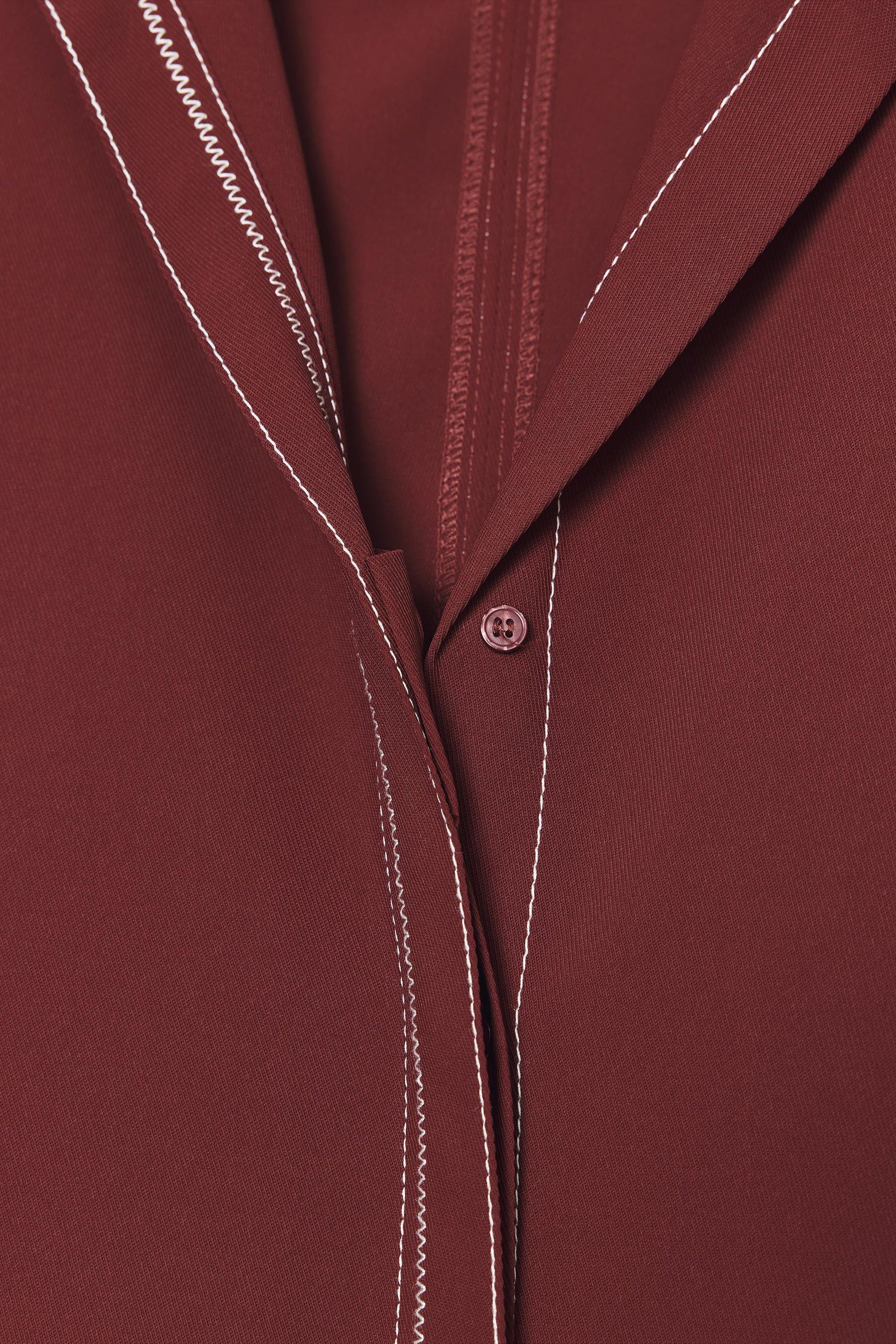 Shirt with Contrast Topstitching