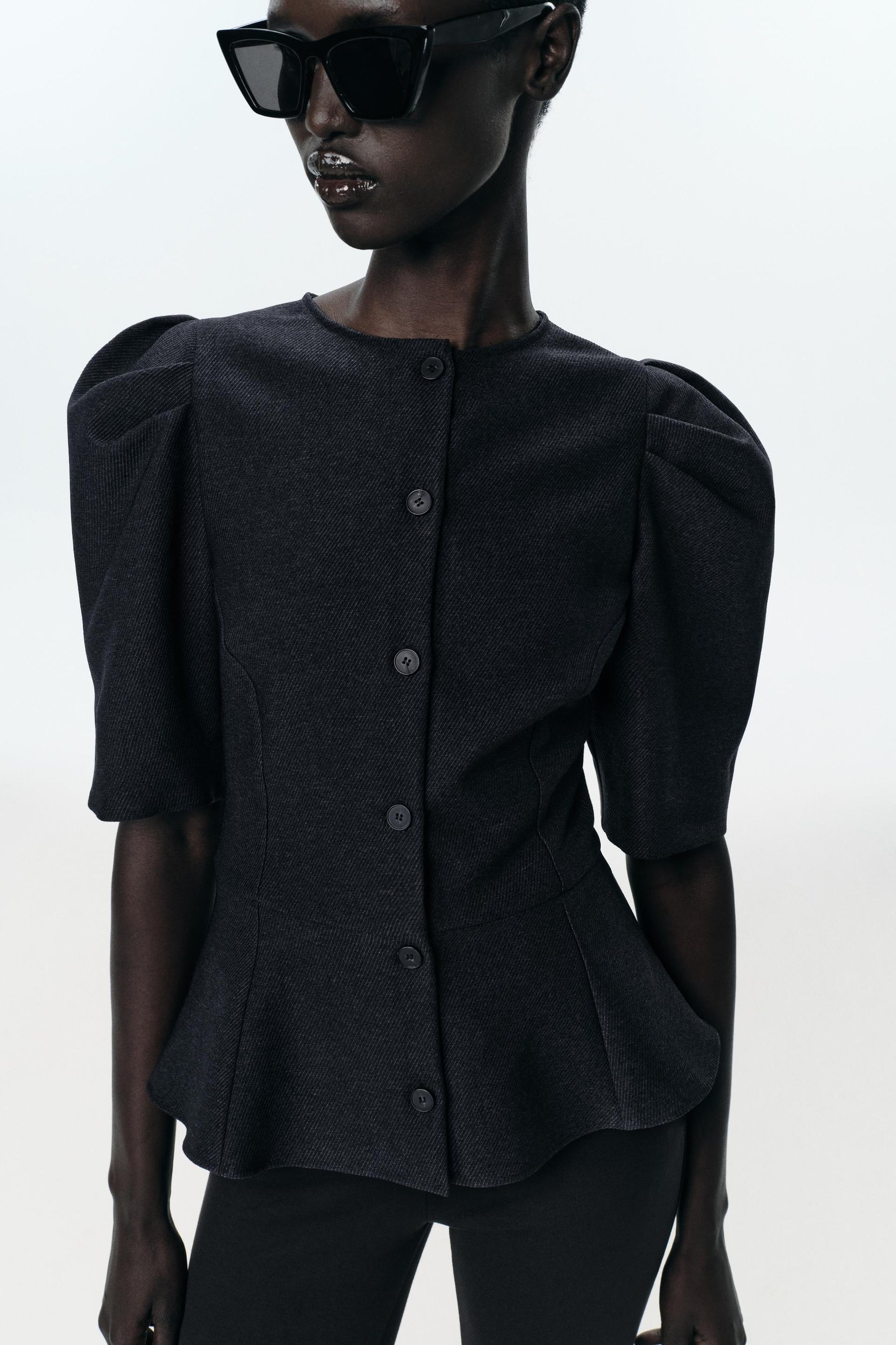 Peplum Puff Sleeve Top