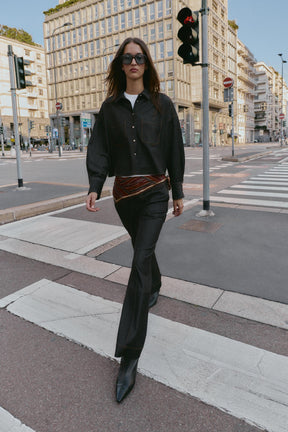 Oversized Shirt Contrast Stitching