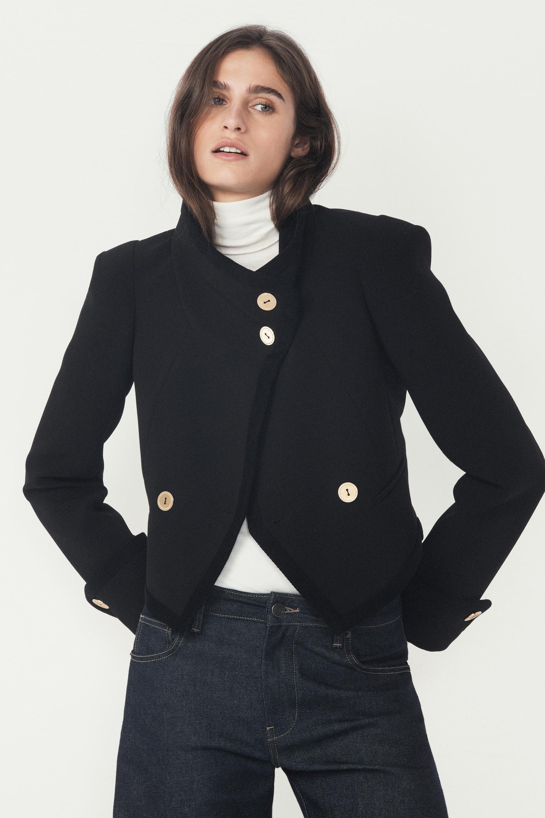 Cropped Buttoned Fashion Jacket
