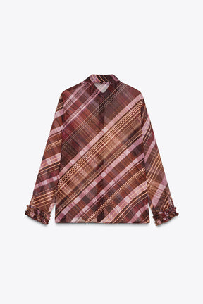 Semi-sheer check blouse