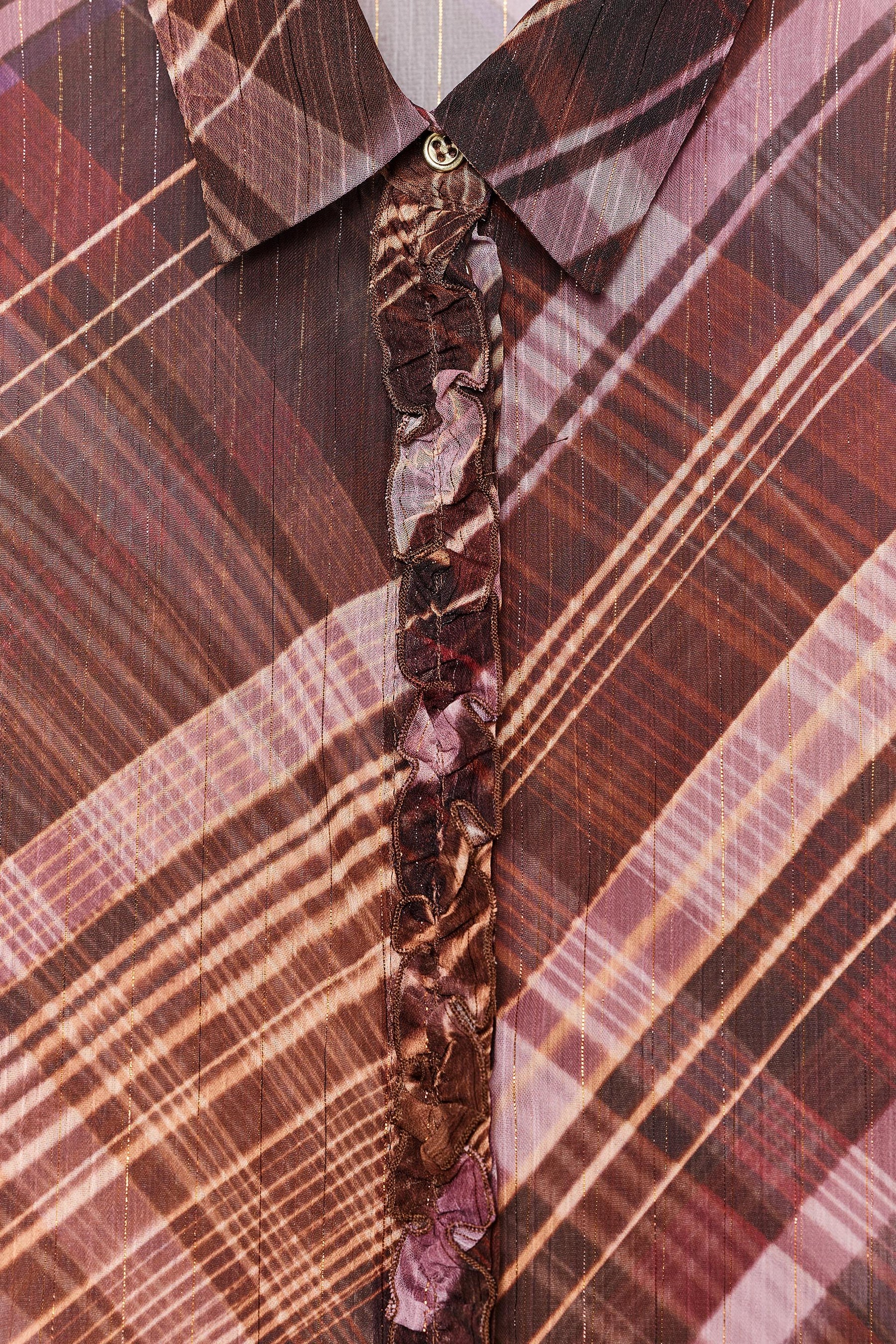 Semi-sheer check blouse