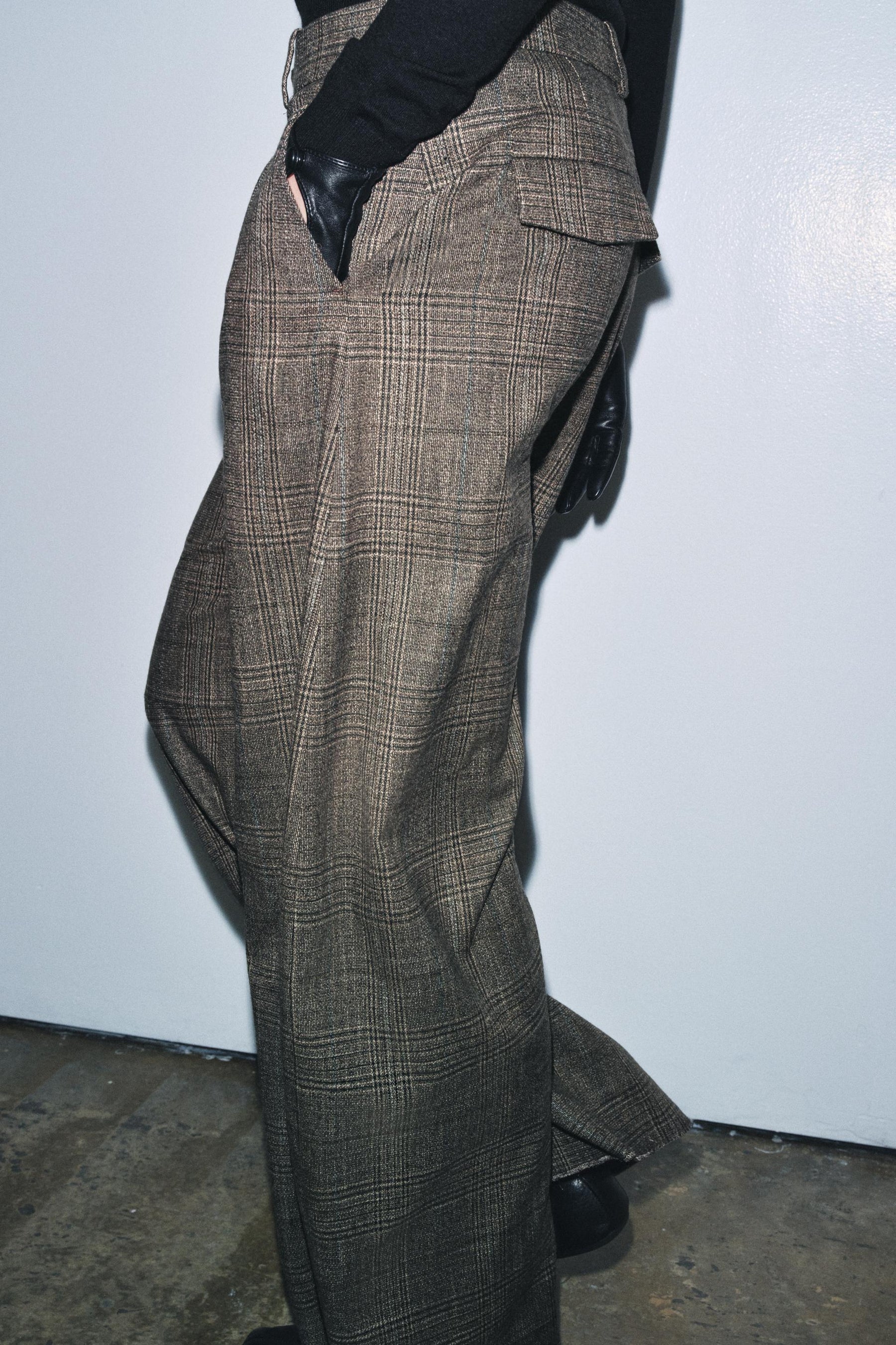 Checked Wool Balloon Trousers