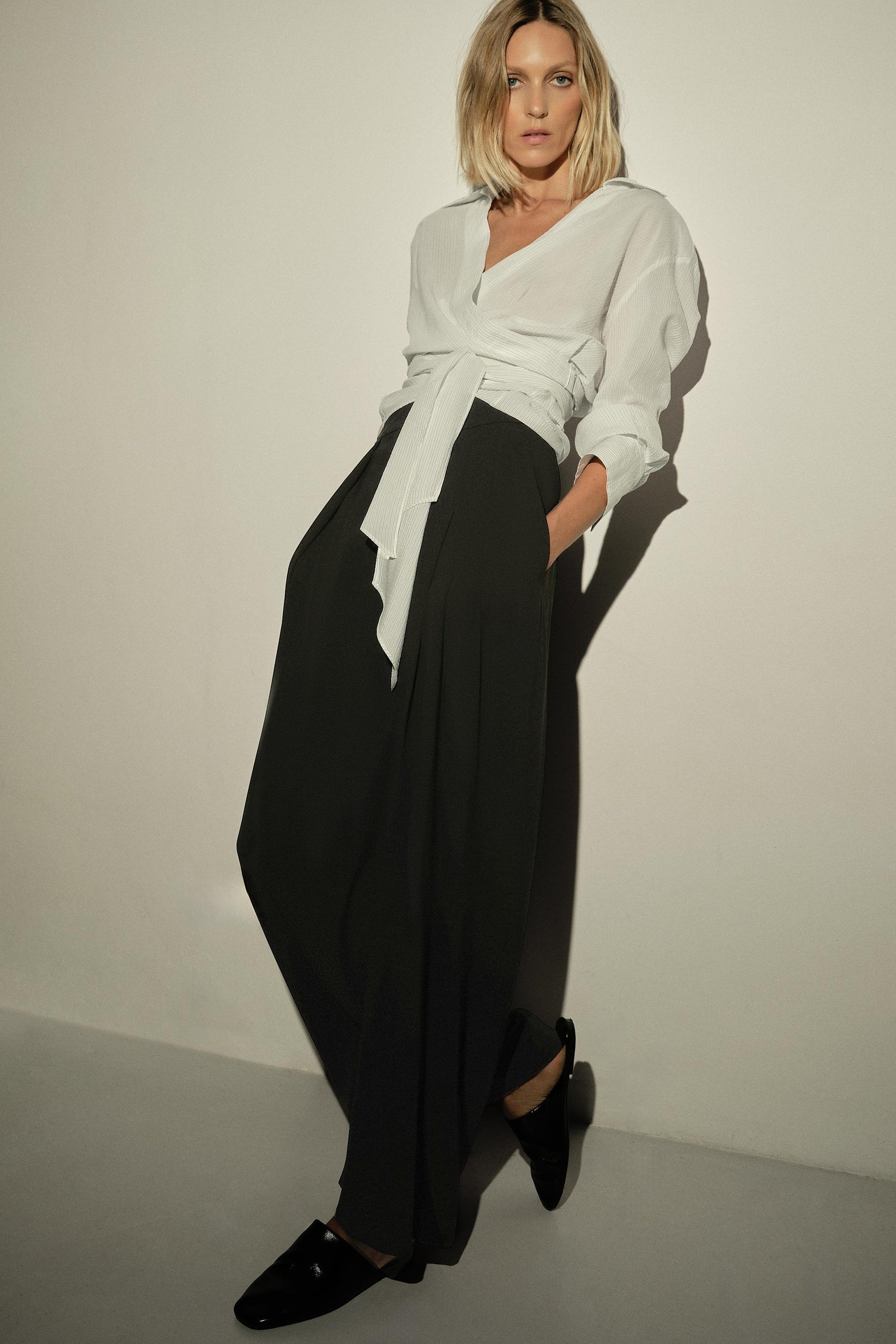 Pleated Wide-Leg Trousers