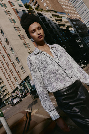 Printed Piped Blouse