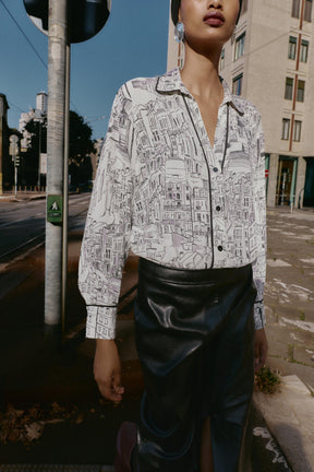 Printed Piped Blouse