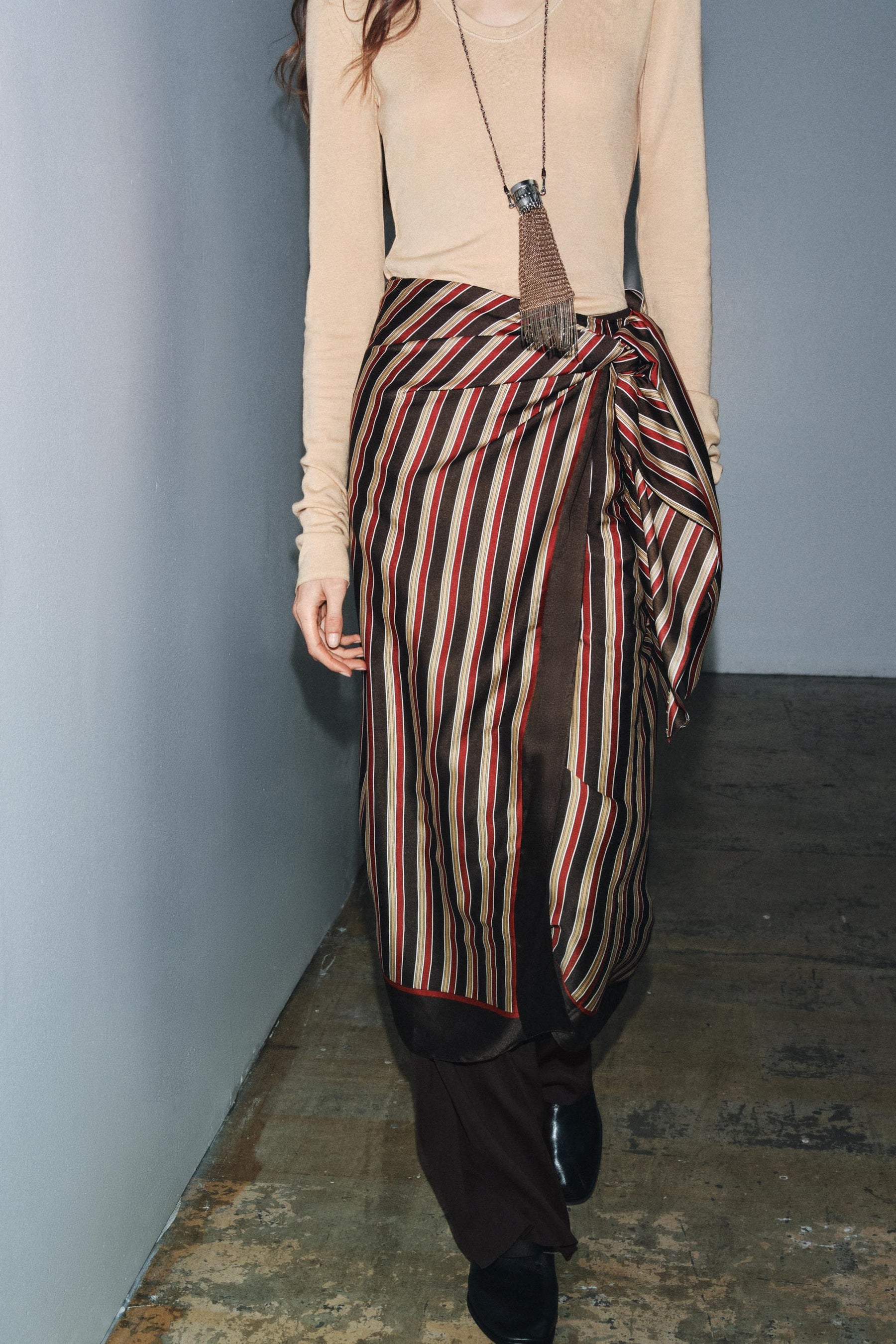 Striped Wrap Skirt