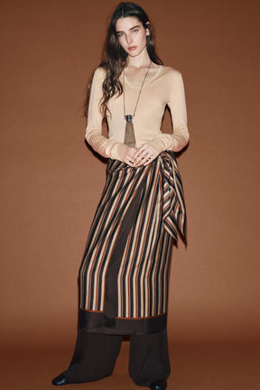 Striped Wrap Skirt