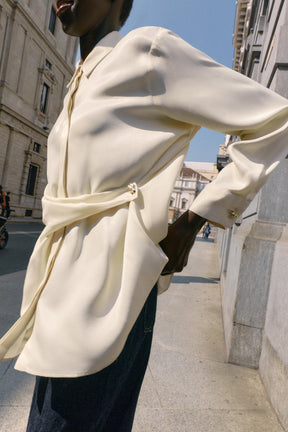 Satin Shirt with Crossover