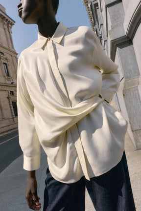 Satin Shirt with Crossover